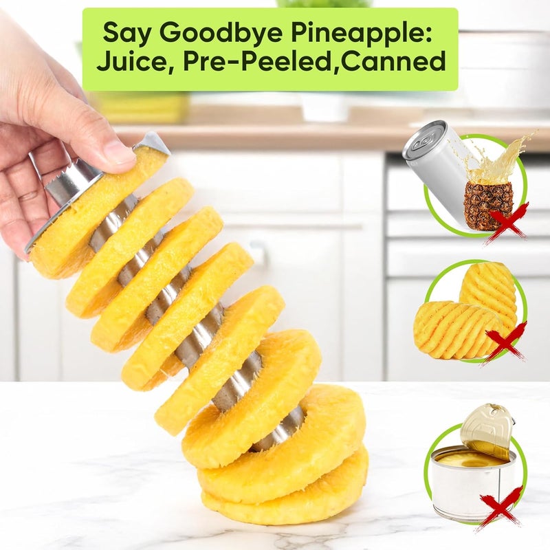 OOKUU Pineapple Corer Cutter, Stainless Steel Fruit Pineapple Peeler Slicer [Upgraded, Reinforced, Thicker Blade], Pineapple Core Remover with Measure Mark, for Diced Pineapple Ring (Blue) - Image 4